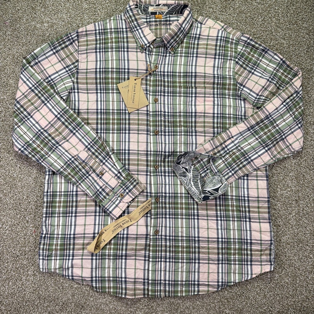 New Tailor Vintage Indian Madras Button Down Size XL Classic Plaid